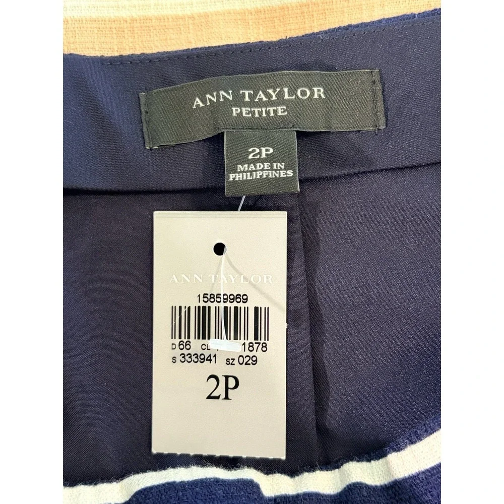 Ann Taylor Petite Textured Striped Lined Pencil Skirt Career Realtor Work 2P NEW